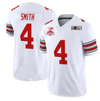 Men's O.State Buckeyes #4 Jeremiah Smith White 2025 CFP Final With National Champions Patch F.U.S.E. Vapor Limited Stitched Football Jersey Size Women Youth