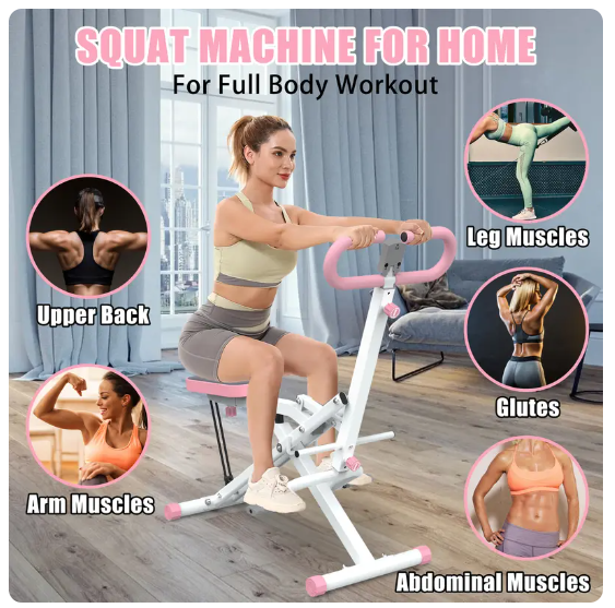 260lbs Squat Machine Full-Body Exercise for Home - Assist Trainer for Glutes Workout Foldable with Resistance Bands, for Botty Glutes Butt Thighs, Ab Back/Leg Press Hip Thrust for Home Gym Fitness