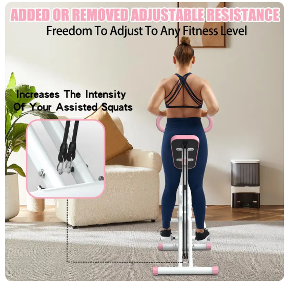 260lbs Squat Machine Full-Body Exercise for Home - Assist Trainer for Glutes Workout Foldable with Resistance Bands, for Botty Glutes Butt Thighs, Ab Back/Leg Press Hip Thrust for Home Gym Fitness
