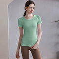 Yoga wear sports short-sleeved top, running quick-drying T-shirt, women's one-piece knitted summer style training and fitness clothing
