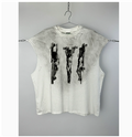 New High Street Washed Used Washed Camback Vest Men's American Street Trendy Retro Printed Half Sleeve Vest