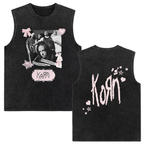 Rock band Korn Follow The Leader tour 2025 vintage washed vest for men and women retro brother