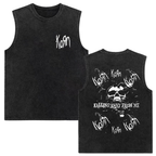 Rock band Korn Follow The Leader tour 2025 vintage washed vest for men and women retro brother