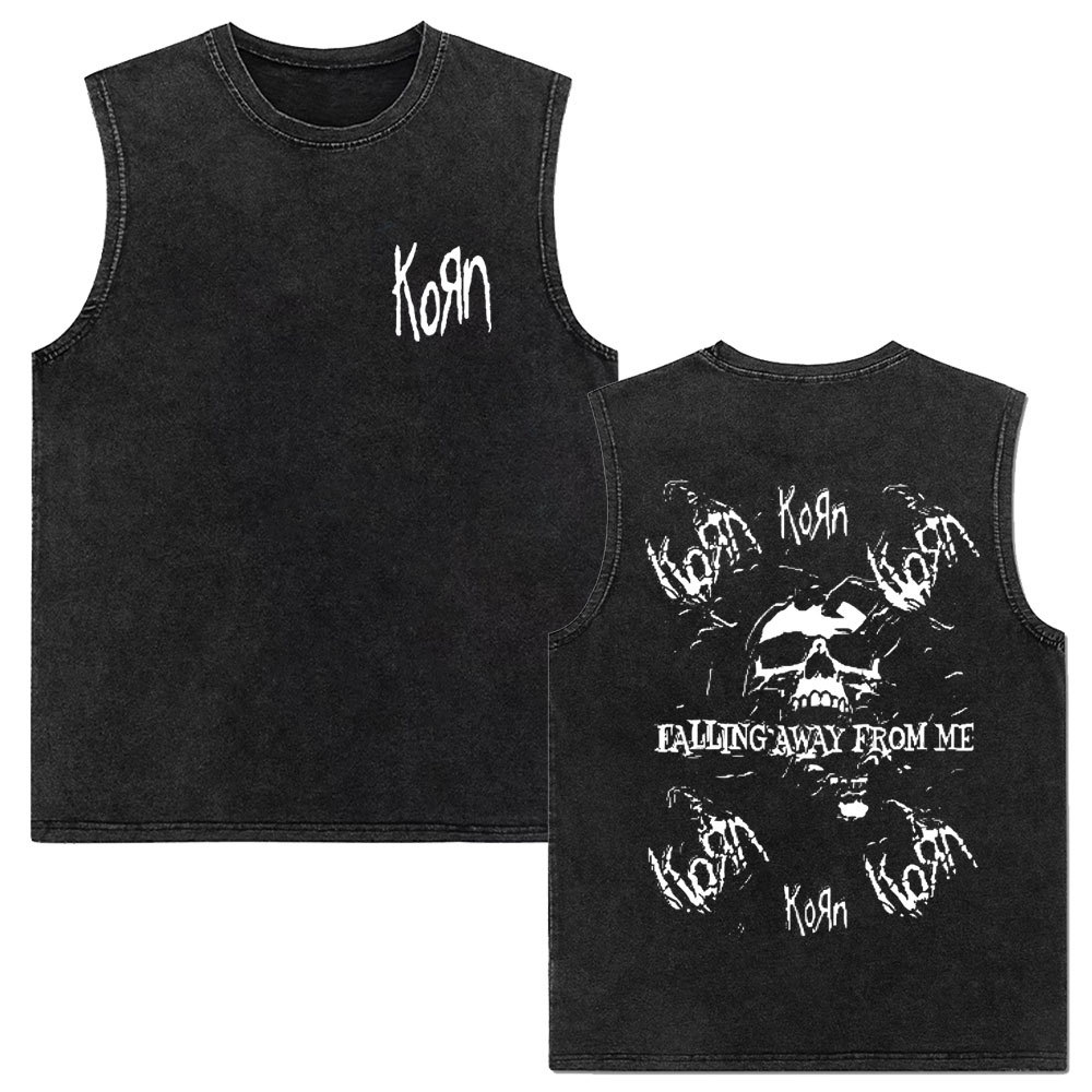 Rock band Korn Follow The Leader tour 2025 vintage washed vest for men and women retro brother