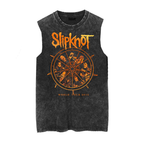 Slipknot metal punk rock vintage washed retro wax printed sleeveless vest T-shirt