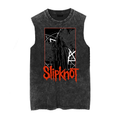 Slipknot metal punk rock vintage washed retro wax printed sleeveless vest T-shirt