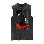 Slipknot metal punk rock vintage washed retro wax printed sleeveless vest T-shirt